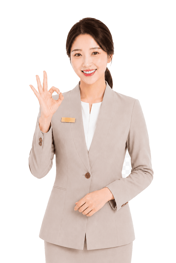 OKジェスチャーをする女性スタッフ